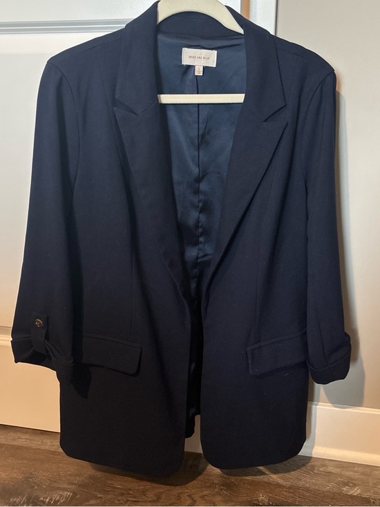 Skies Are Blue Jackets & Blazers - Skies Are Blue Navy Blue Oversized Blazer